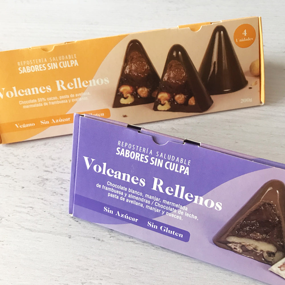 Volcanes Chocolate Blanco y Chocolate de Leche Rellenos